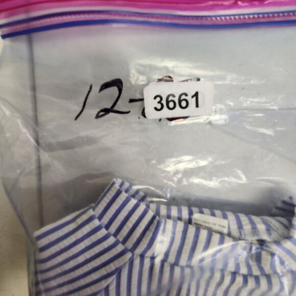 Rufflebutts Blue White Striped Girl 6/12 M Rash Guard Ruffle Trim 3661 - Picture 4 of 4